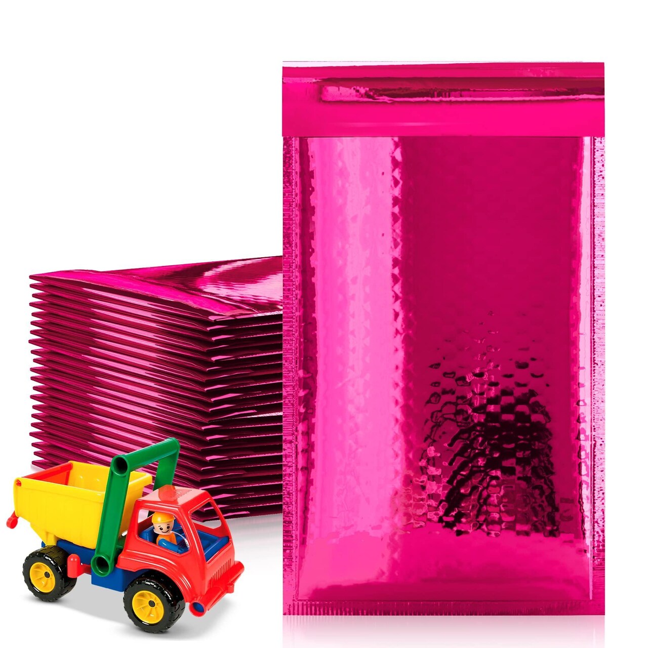 Hot Pink Metallic Bubble Mailers 4" x 8", Pack of 20 Opaque Mail Bubble Envelopes with Sturdy Adhesive Line, Reliable Padded Shipping Envelopes, Cushioning and Waterproof Padded Envelopes